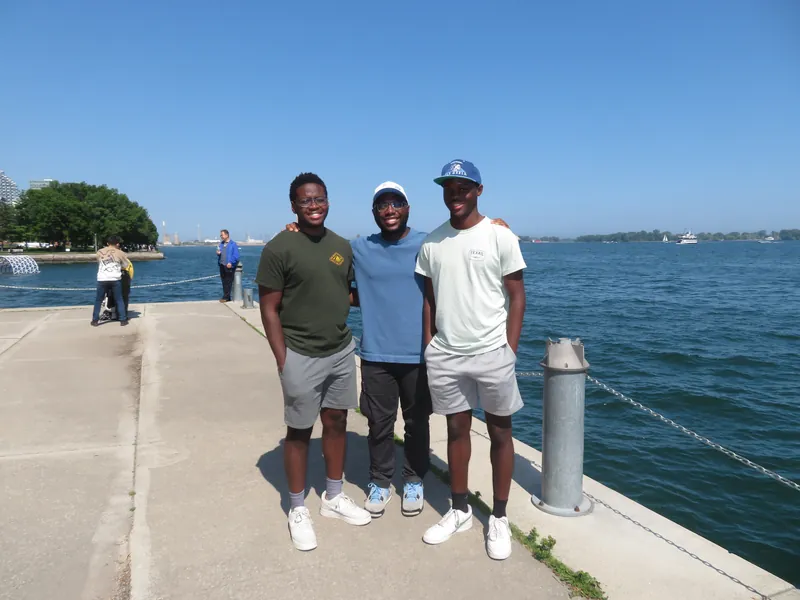Friends by the waterfront