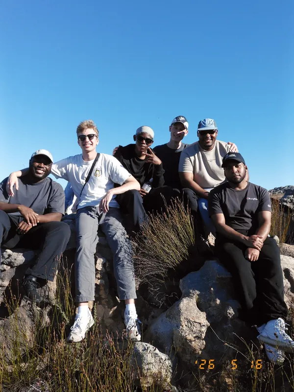 Friends on a mountain adventure
